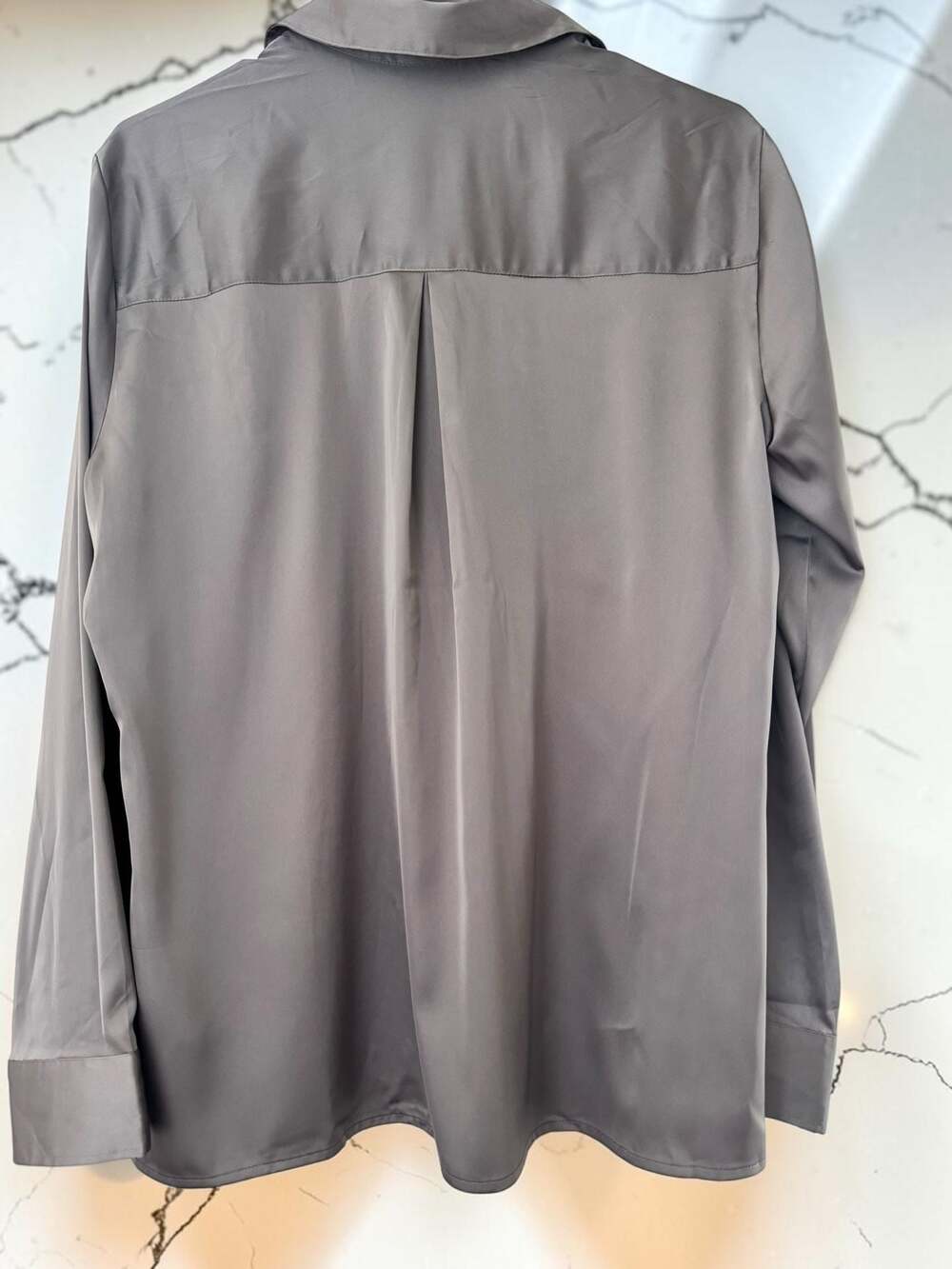 EXPRESS Portofino Silky Long Sleeve Button Up Shirt Gray Size L New With Tags - Picture 2 of 3